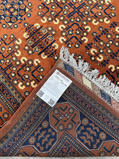 Hand-Knotted Afghani Bukharayi Rug | 6'7" x 10' Wool Area Carpet – Traditional Geometric Design - Tampa Home & Garden Store