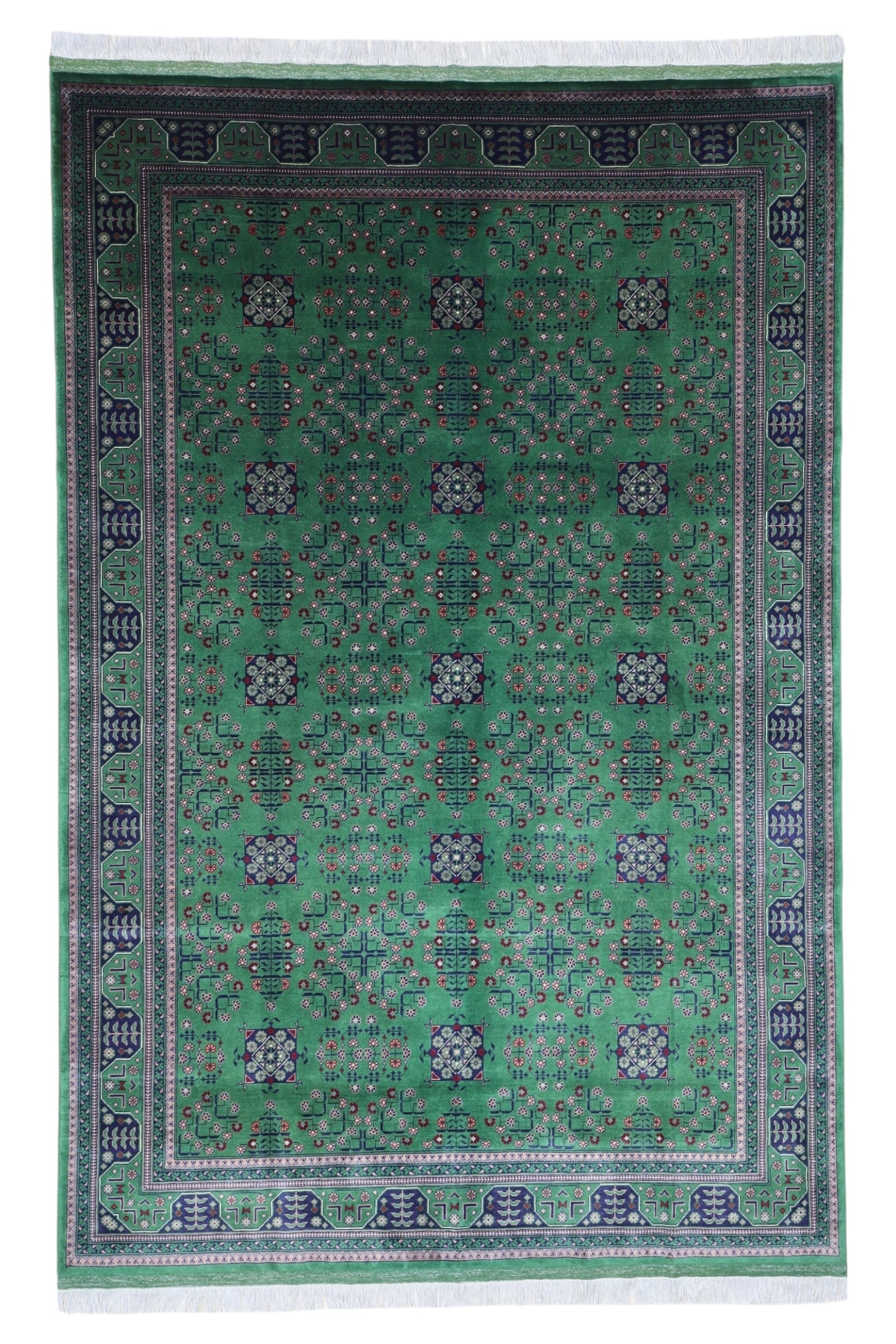 Hand-Knotted Afghani Bukharayi Wool Rug – 6’7″  x  9’9″ - Tampa Home & Garden Store