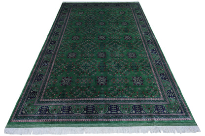 Hand-Knotted Afghani Bukharayi Wool Rug – 6’7″  x  9’9″ - Tampa Home & Garden Store