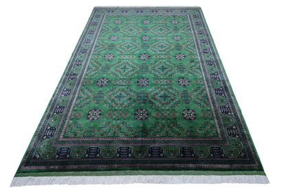 Hand-Knotted Afghani Bukharayi Wool Rug – 6’7″  x  9’9″ - Tampa Home & Garden Store