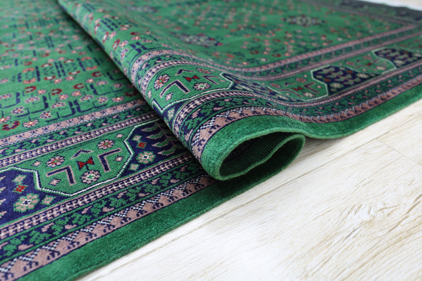 Hand-Knotted Afghani Bukharayi Wool Rug – 6’7″  x  9’9″ - Tampa Home & Garden Store