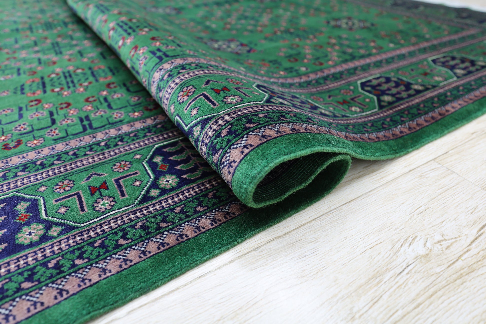Hand-Knotted Afghani Bukharayi Wool Rug – 6’7″  x  9’9″ - Tampa Home & Garden Store