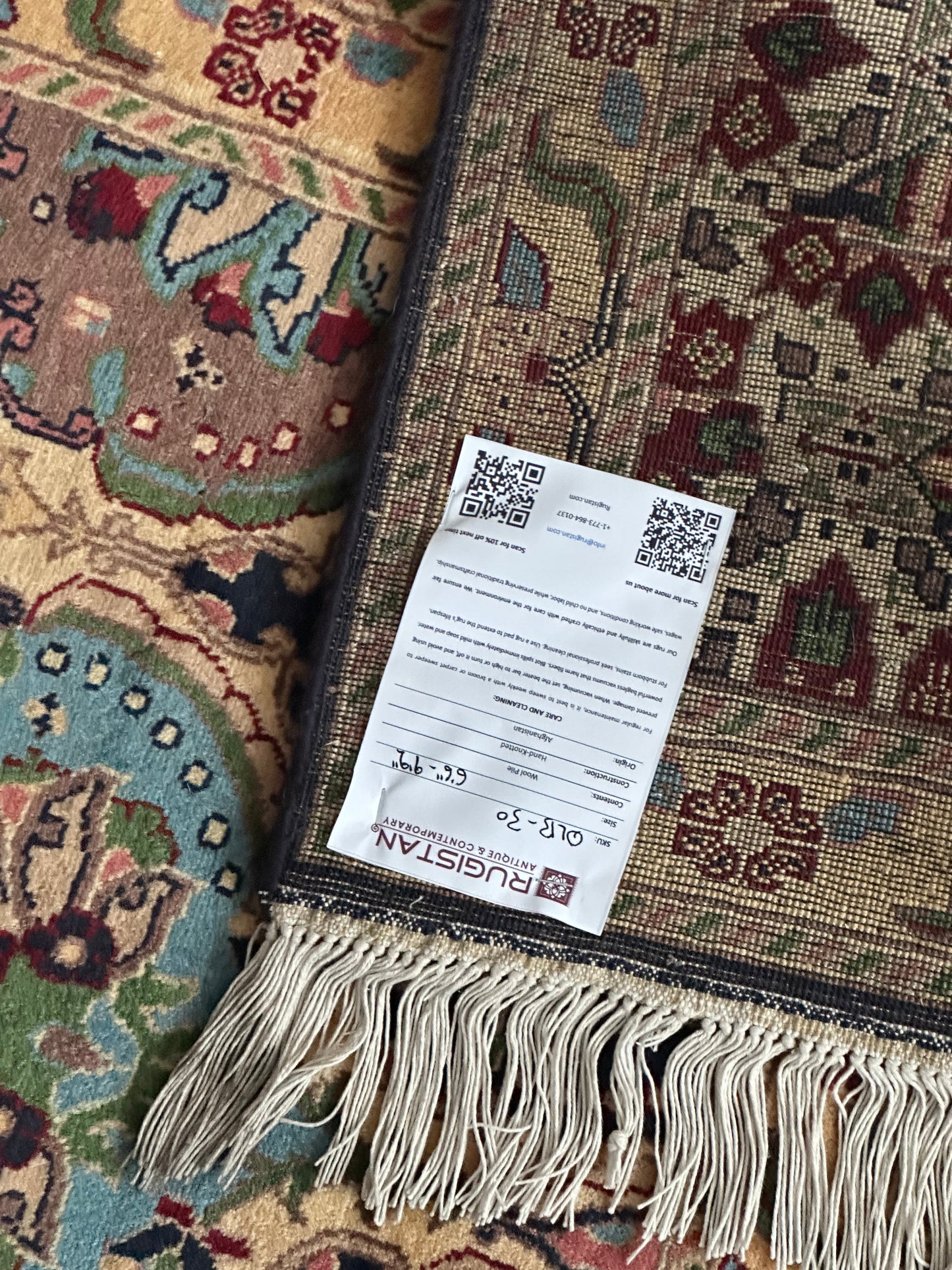 Hand-Knotted Afghani Heart Shape Wool Rug – 6’6″  x  9’2″ - Tampa Home & Garden Store