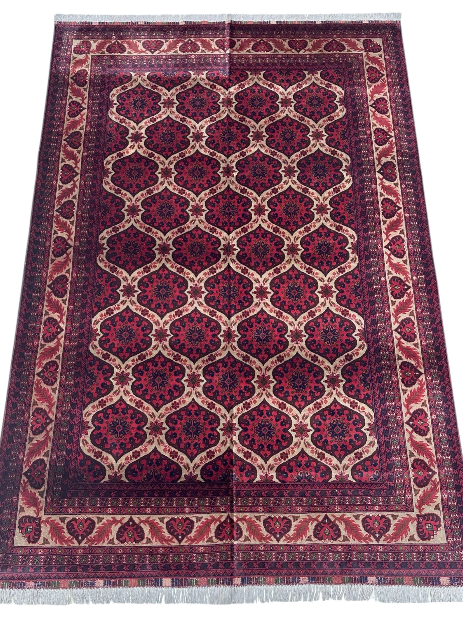 Hand-Knotted Afghani Heart Shape Wool Rug – 6’6″  x  9’5″ - Tampa Home & Garden Store