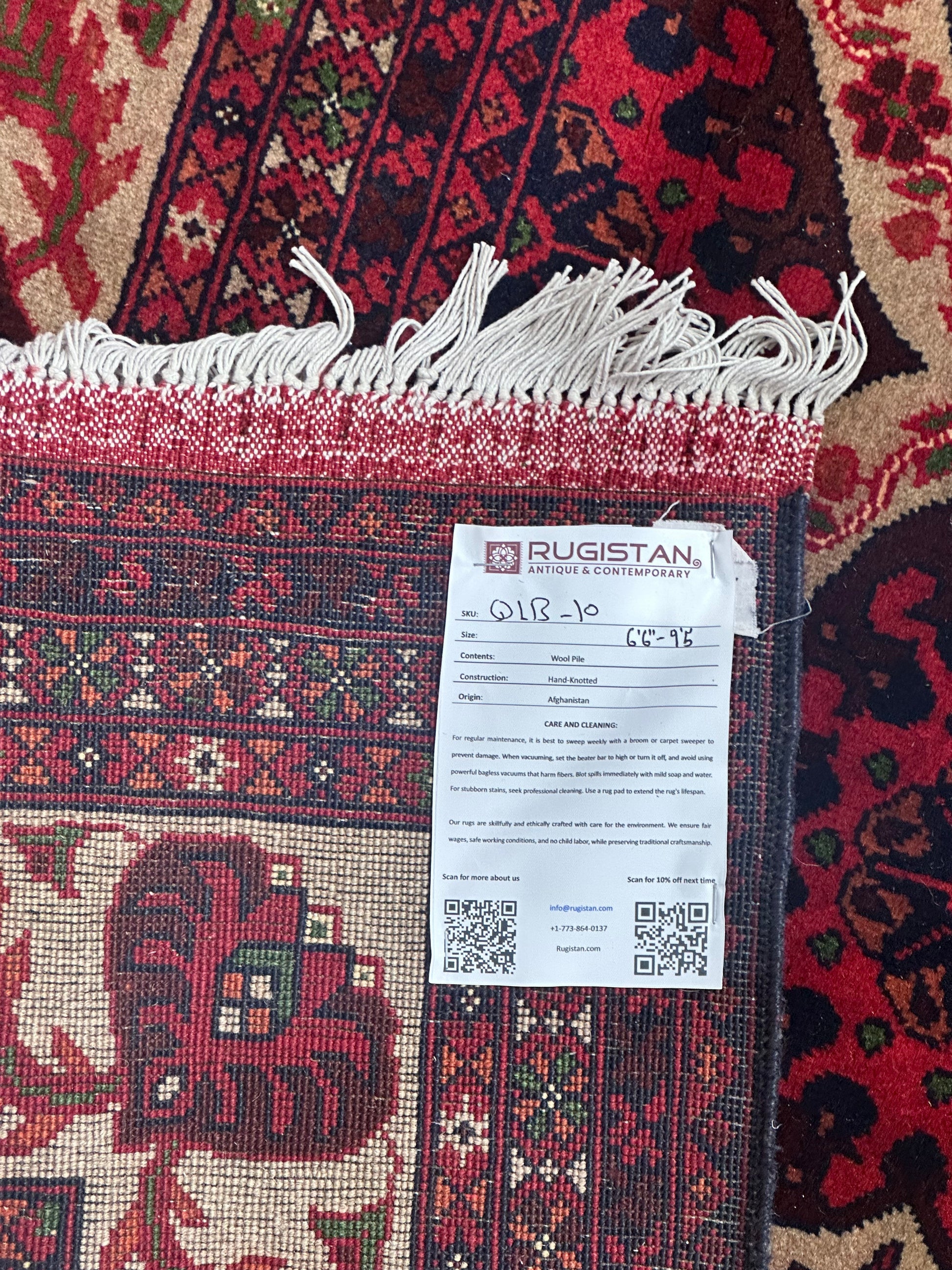 Hand-Knotted Afghani Heart Shape Wool Rug – 6’6″  x  9’5″ - Tampa Home & Garden Store