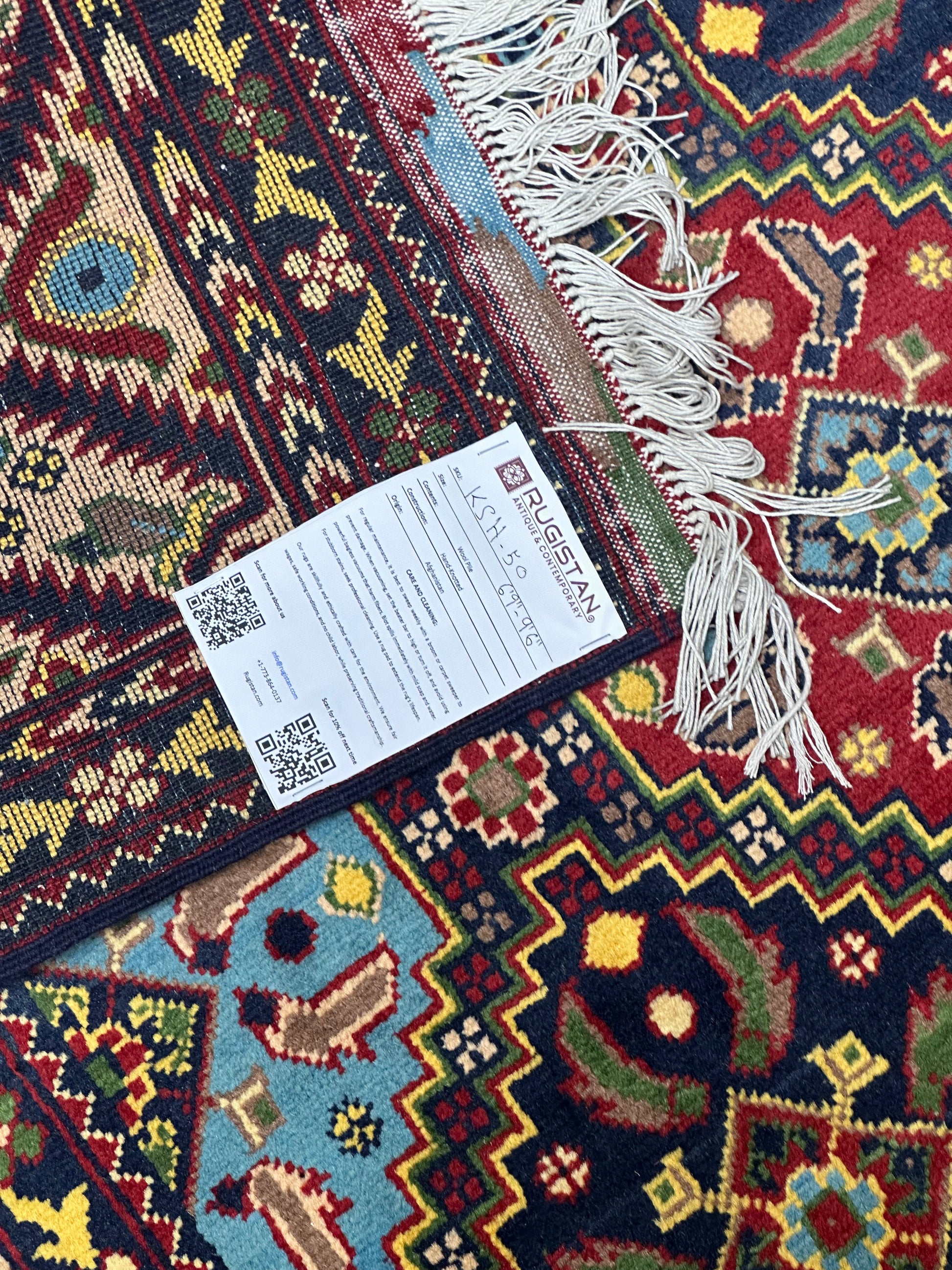 Hand-Knotted Afghani Kashi Wool Rug – 6’9″  x  9’6″ - Tampa Home & Garden Store