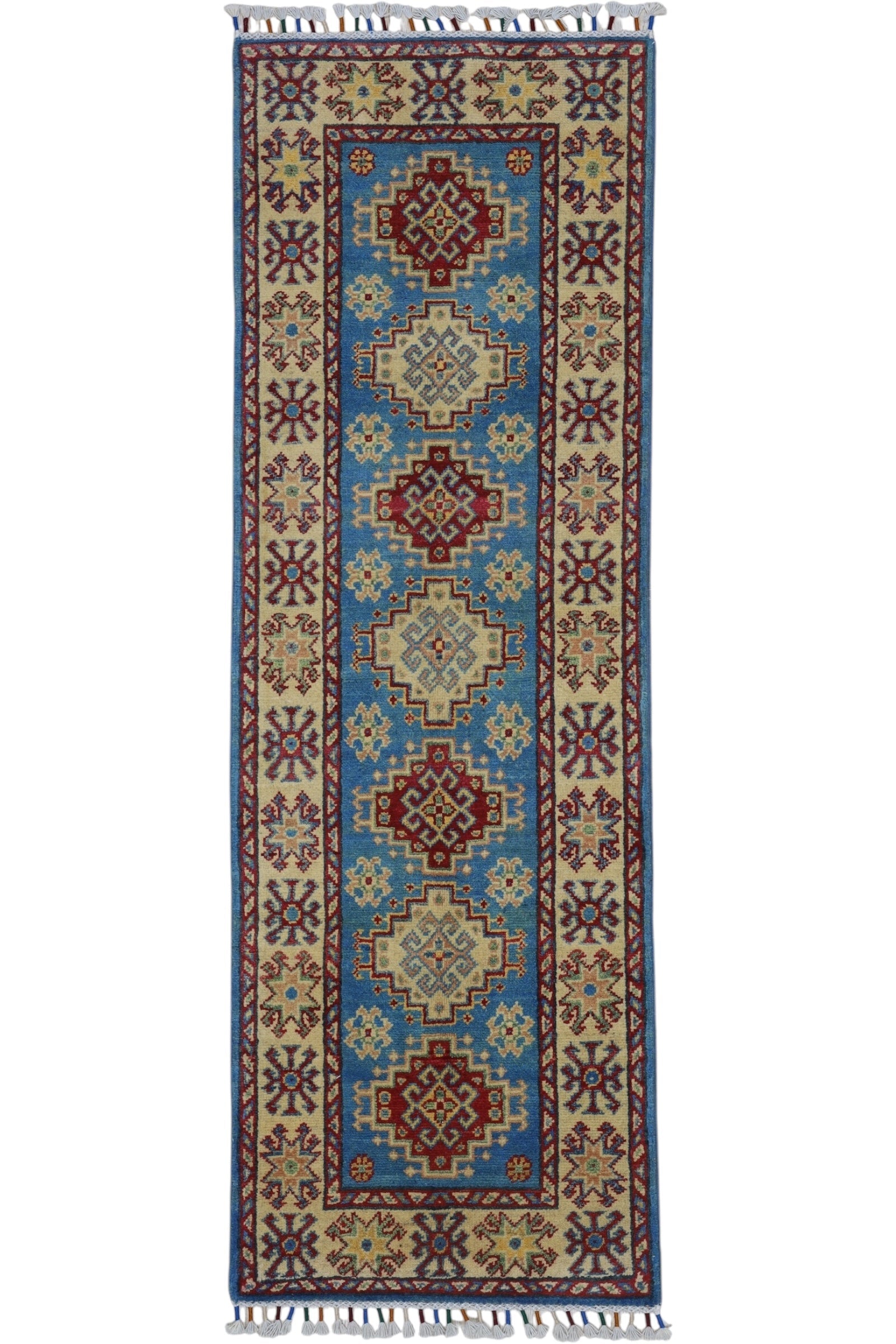 Hand-Knotted Afghani Kazak Wool Rug – 2’0″  x  5’10″ - Tampa Home & Garden Store