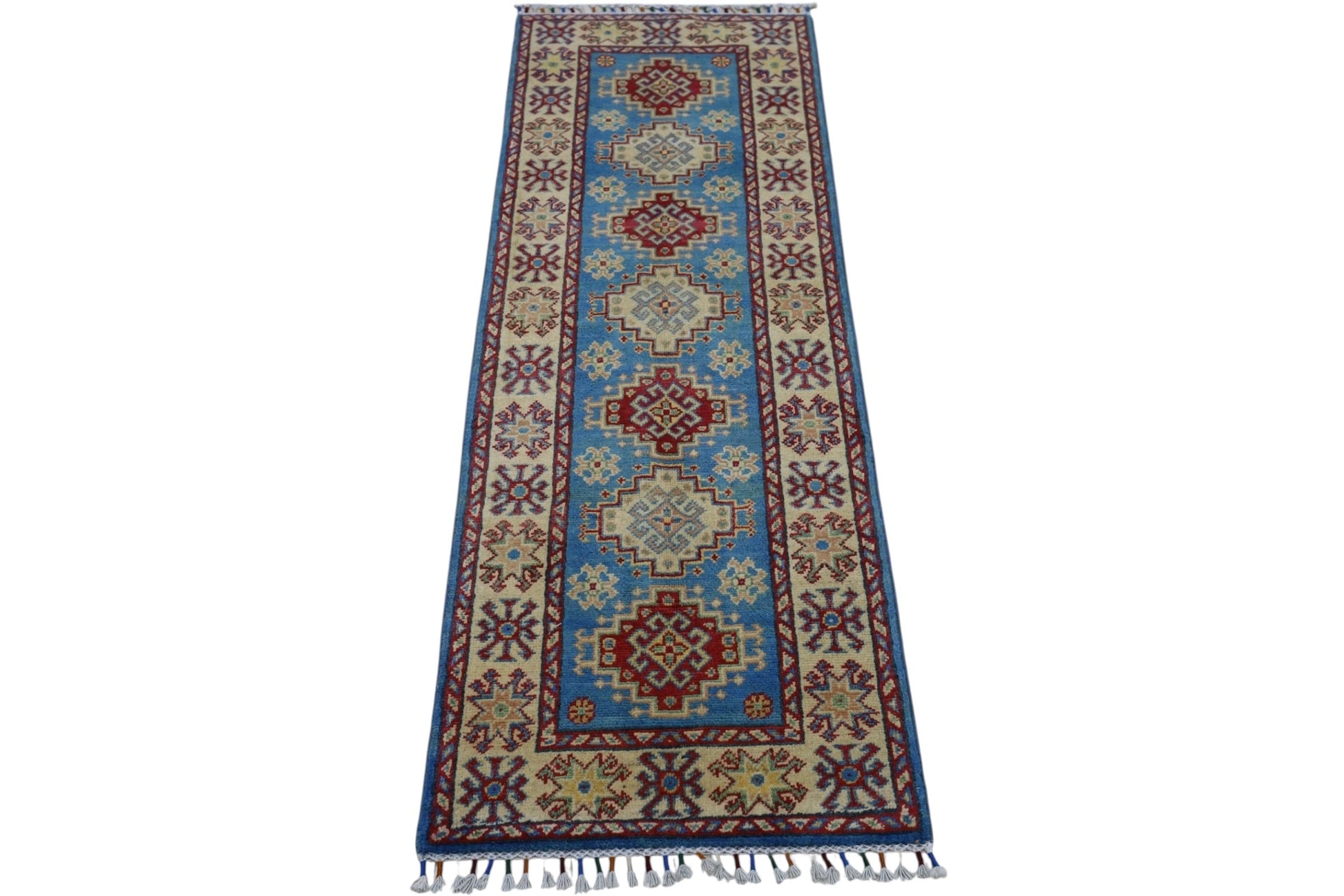 Hand-Knotted Afghani Kazak Wool Rug – 2’0″  x  5’10″ - Tampa Home & Garden Store