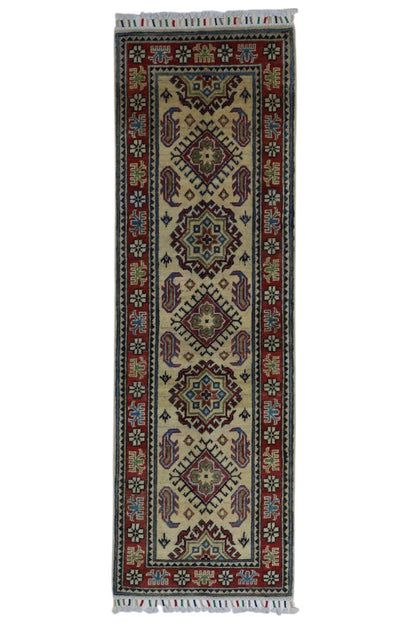 Hand-Knotted Afghani Kazak Wool Rug – 2’0″  x  6’2″ - Tampa Home & Garden Store