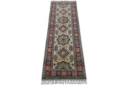 Hand-Knotted Afghani Kazak Wool Rug – 2’0″  x  6’2″ - Tampa Home & Garden Store