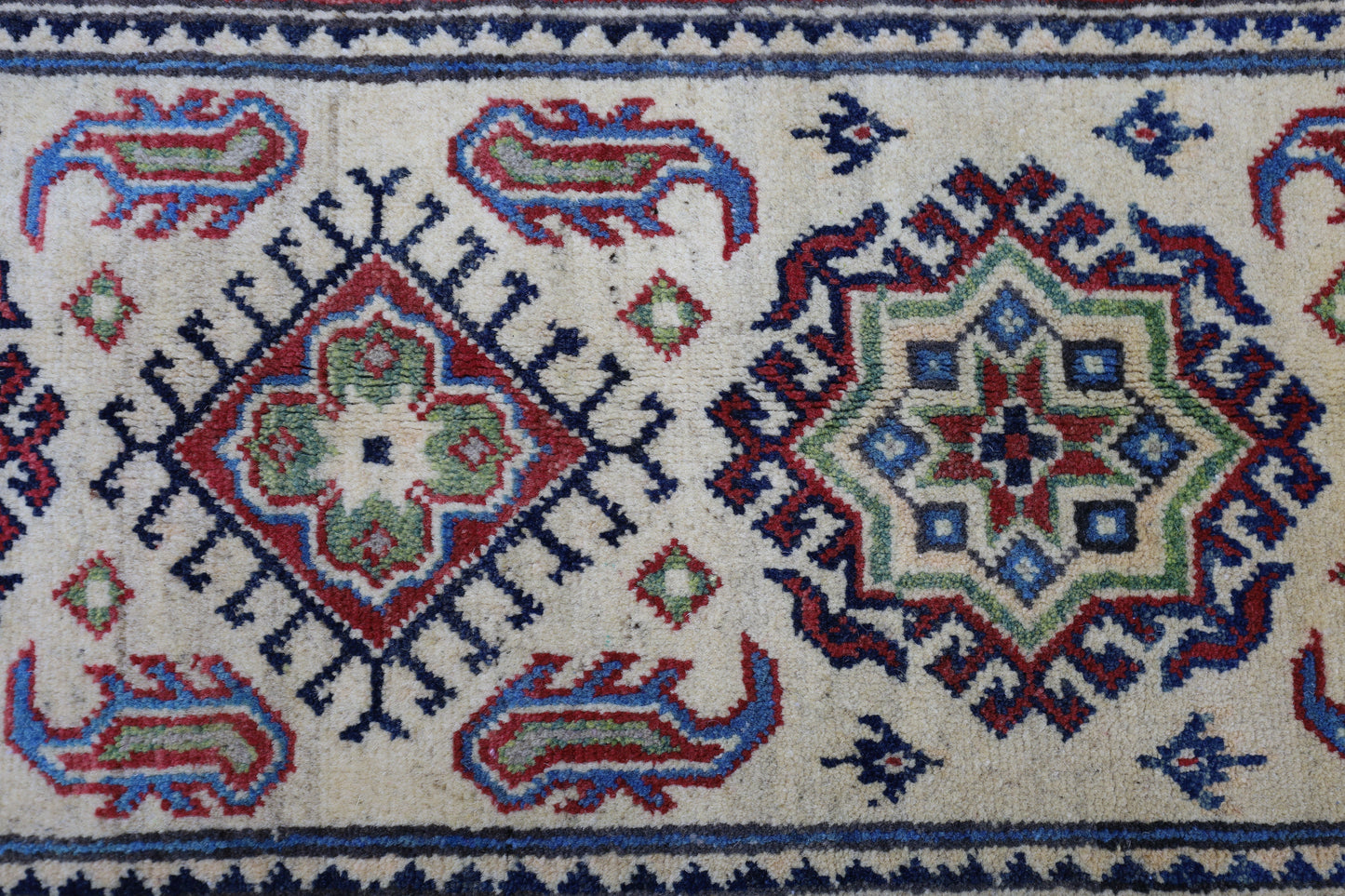 Hand-Knotted Afghani Kazak Wool Rug – 2’0″  x  6’2″ - Tampa Home & Garden Store