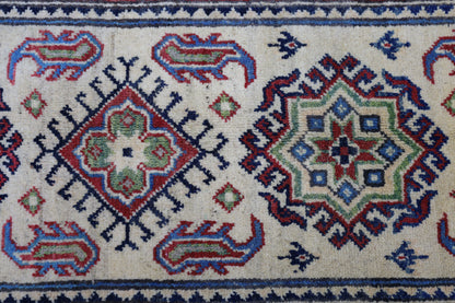 Hand-Knotted Afghani Kazak Wool Rug – 2’0″  x  6’2″ - Tampa Home & Garden Store