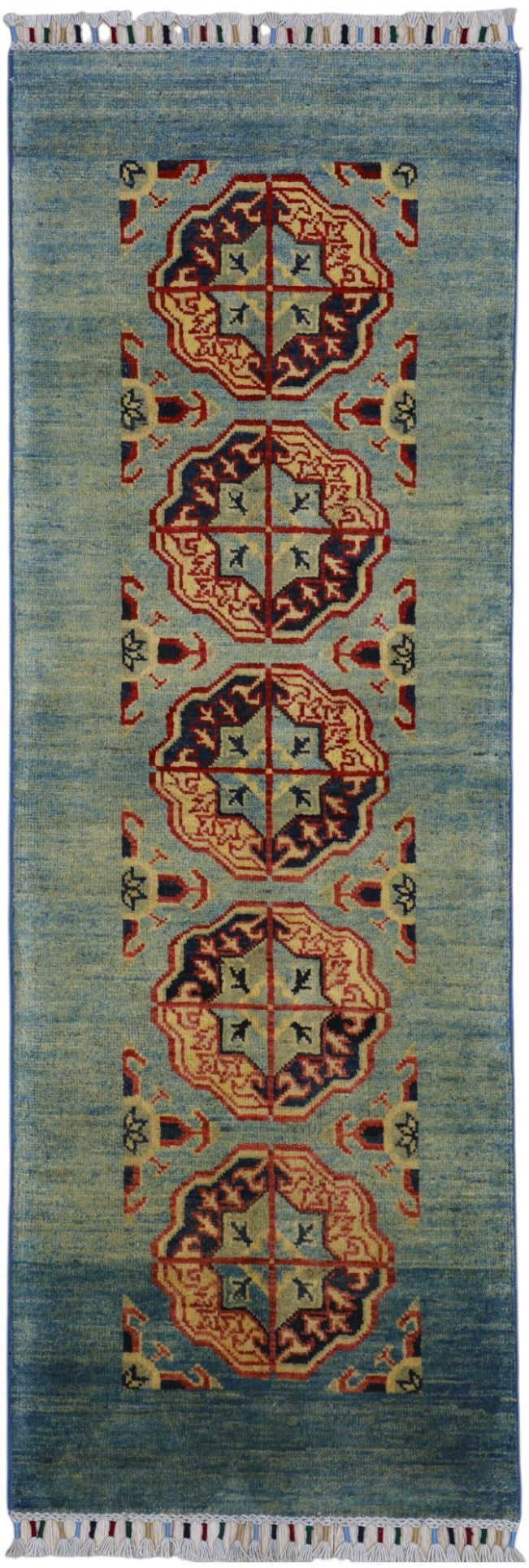 Hand-Knotted Afghani Kazak Wool Rug – 2’1″  x  5’7″ - Tampa Home & Garden Store