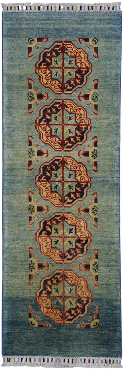 Hand-Knotted Afghani Kazak Wool Rug – 2’1″  x  5’7″ - Tampa Home & Garden Store