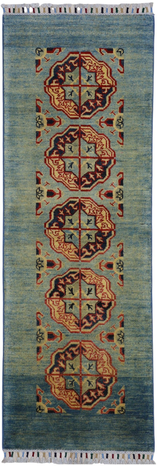 Hand-Knotted Afghani Kazak Wool Rug – 2’1″  x  5’7″ - Tampa Home & Garden Store