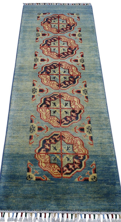 Hand-Knotted Afghani Kazak Wool Rug – 2’1″  x  5’7″ - Tampa Home & Garden Store
