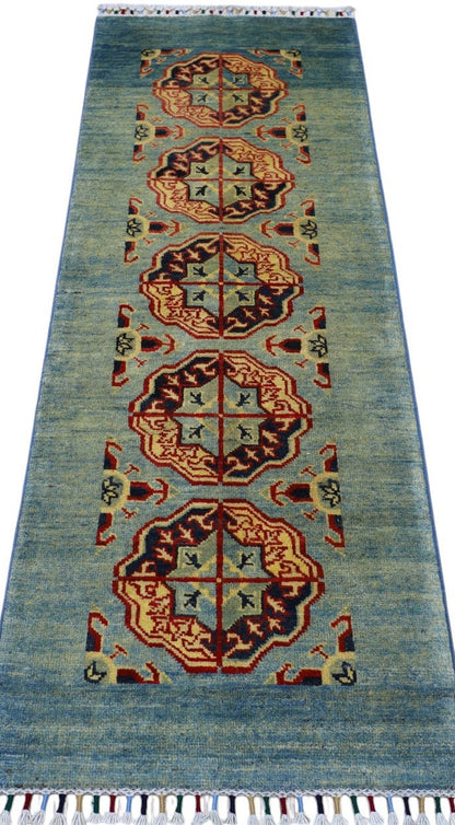 Hand-Knotted Afghani Kazak Wool Rug – 2’1″  x  5’7″ - Tampa Home & Garden Store