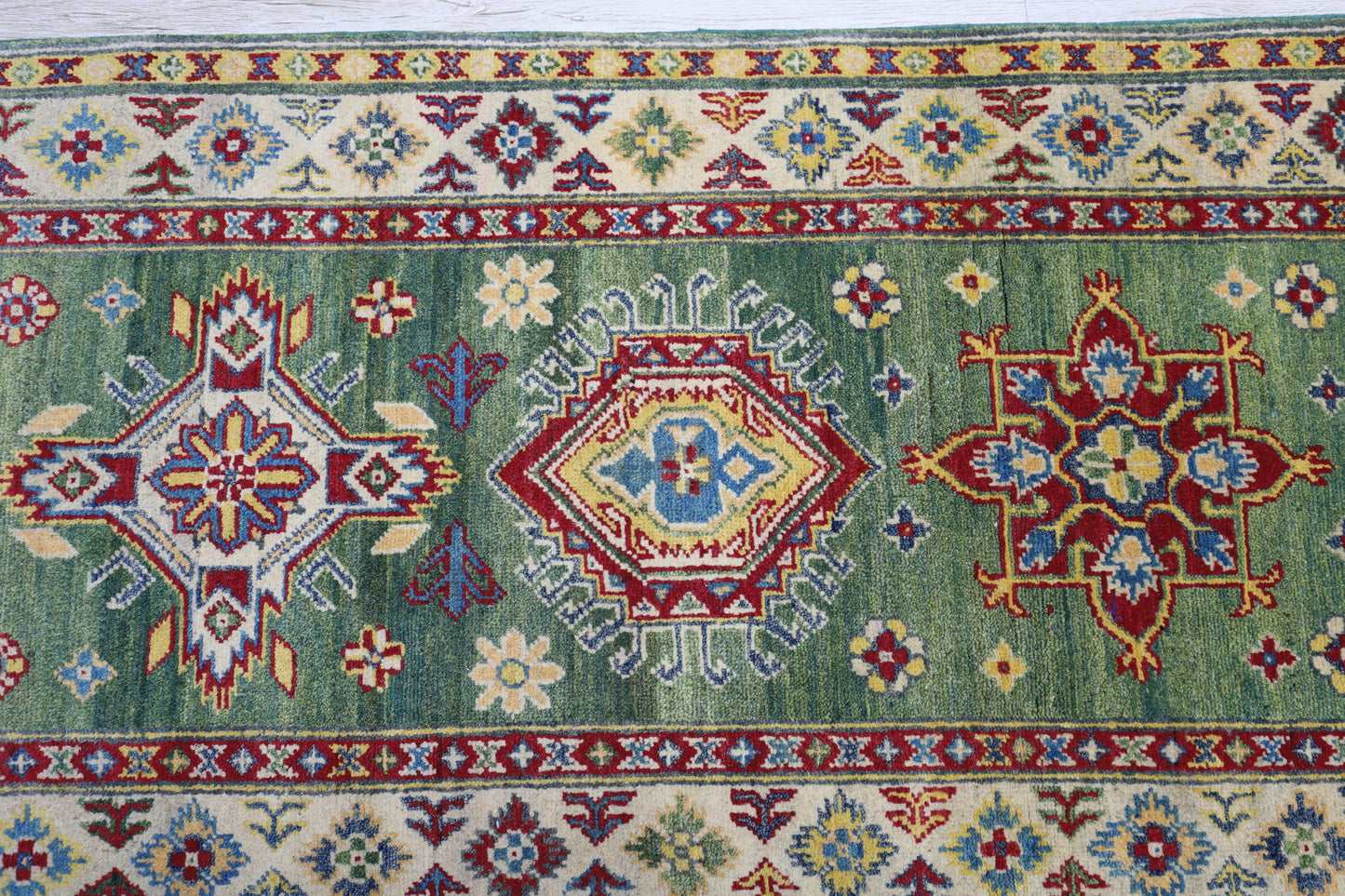 Hand-Knotted Afghani Kazak Wool Rug – 2’7″  x  9’8″ - Tampa Home & Garden Store