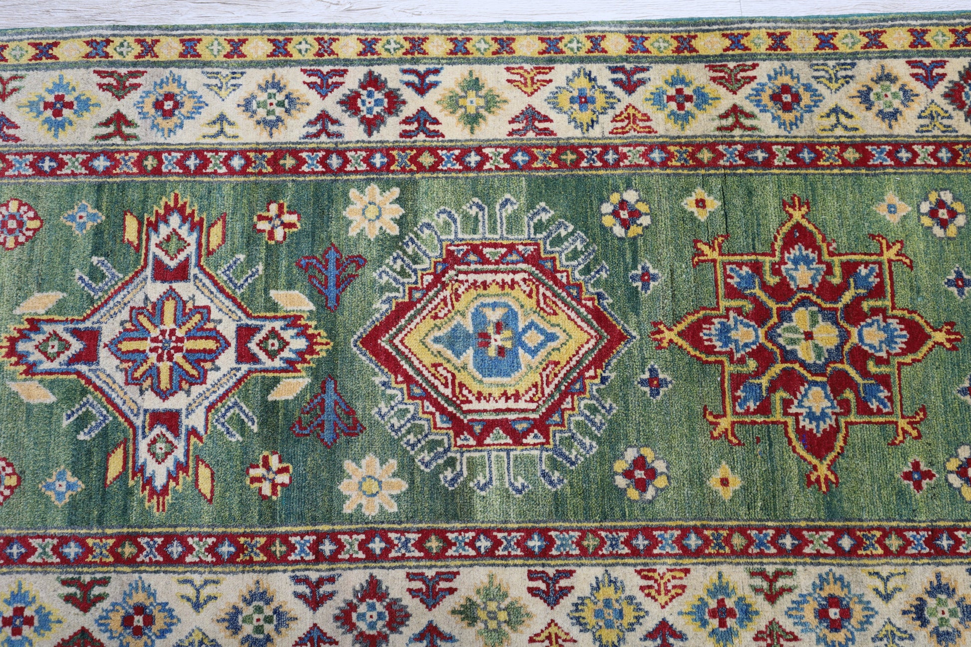 Hand-Knotted Afghani Kazak Wool Rug – 2’7″  x  9’8″ - Tampa Home & Garden Store