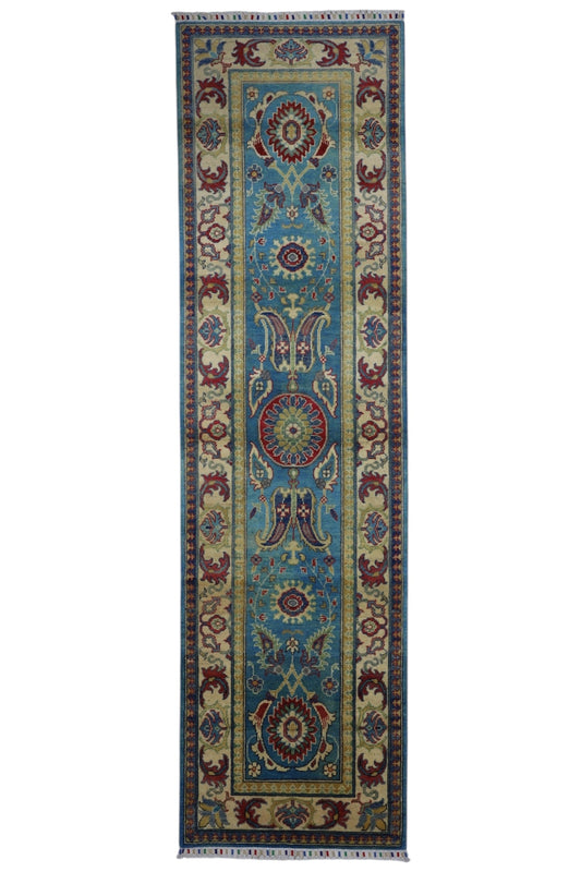 Hand-Knotted Afghani Kazak Wool Rug – 2’8″  x  9’9″ - Tampa Home & Garden Store