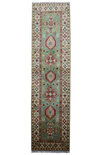 Hand-Knotted Afghani Kazak Wool Rug – 2’9″  x  9’2″ - Tampa Home & Garden Store