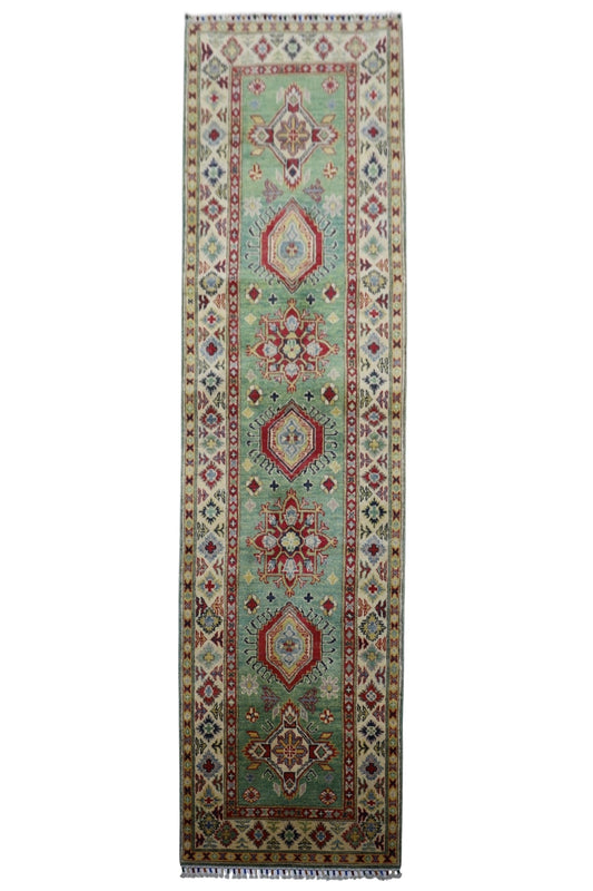 Hand-Knotted Afghani Kazak Wool Rug – 2’9″  x  9’2″ - Tampa Home & Garden Store