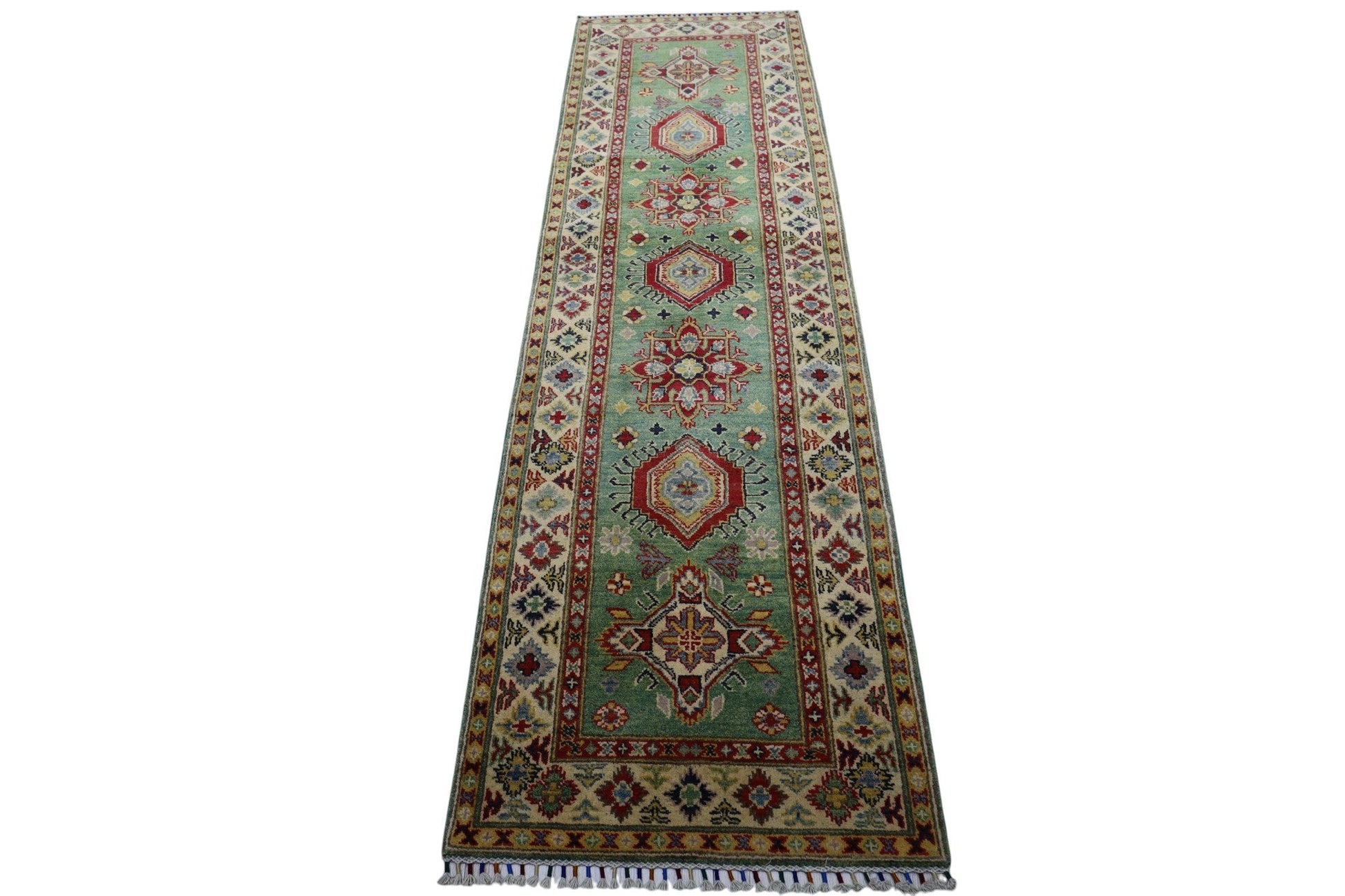 Hand-Knotted Afghani Kazak Wool Rug – 2’9″  x  9’2″ - Tampa Home & Garden Store
