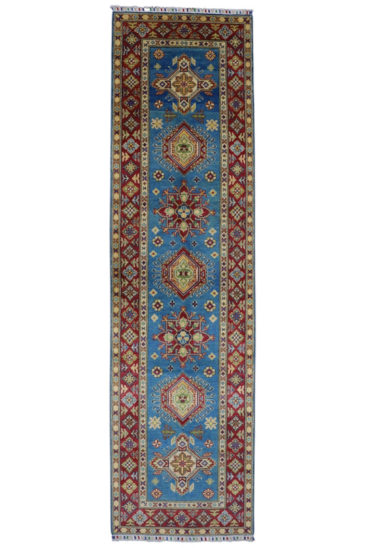 Hand-Knotted Afghani Kazak Wool Rug – 2’9″  x  9’9″ - Tampa Home & Garden Store