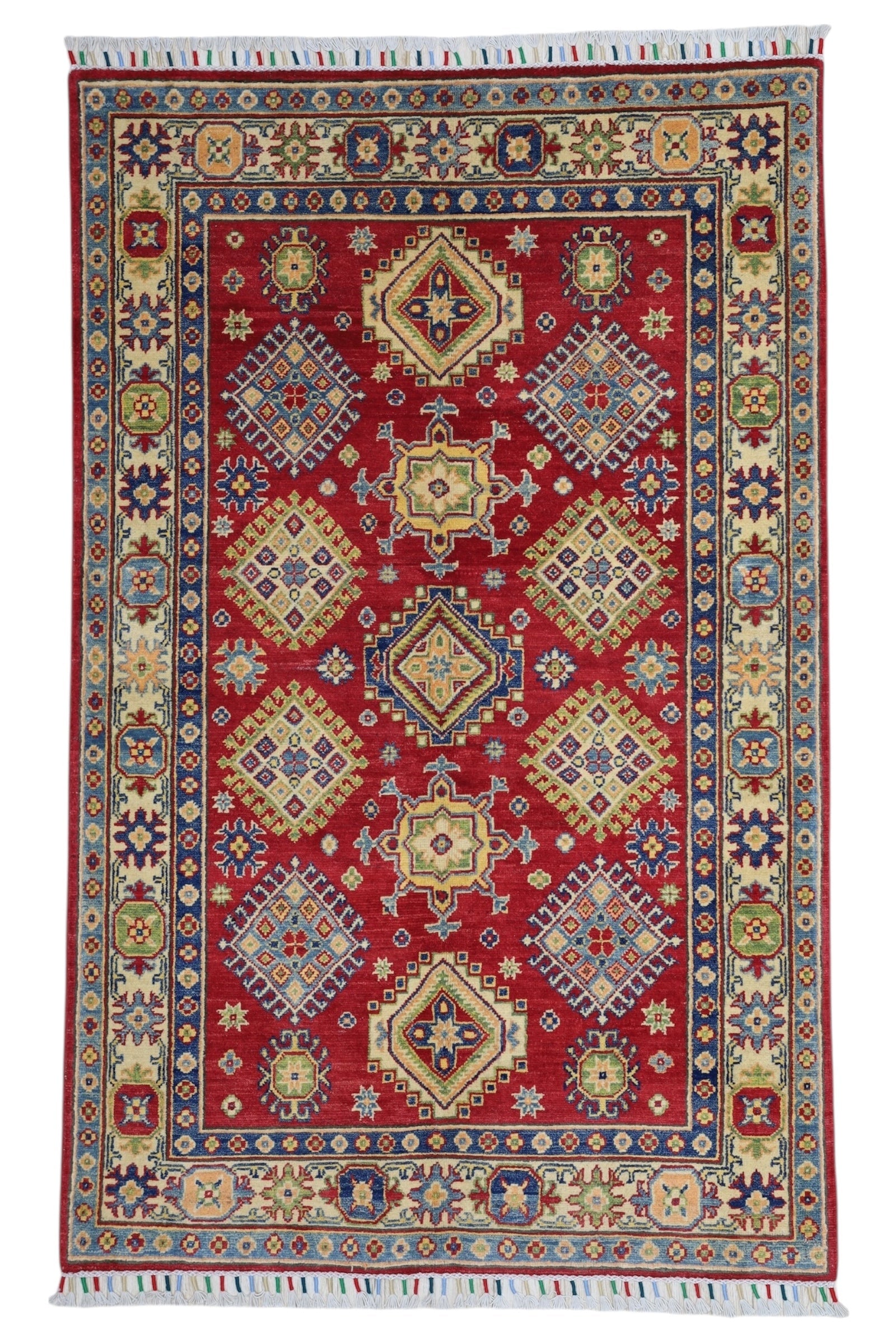Hand-Knotted Afghani Kazak Wool Rug – 3’10″  x  6’0″ - Tampa Home & Garden Store