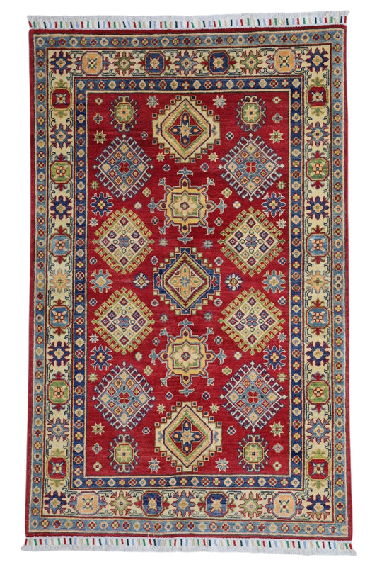 Hand-Knotted Afghani Kazak Wool Rug – 3’10″  x  6’0″ - Tampa Home & Garden Store