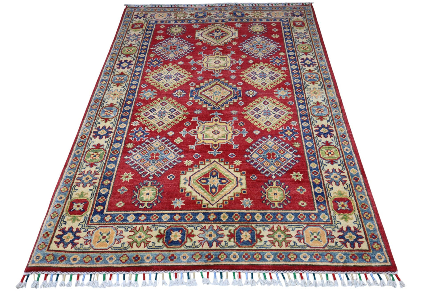 Hand-Knotted Afghani Kazak Wool Rug – 3’10″  x  6’0″ - Tampa Home & Garden Store