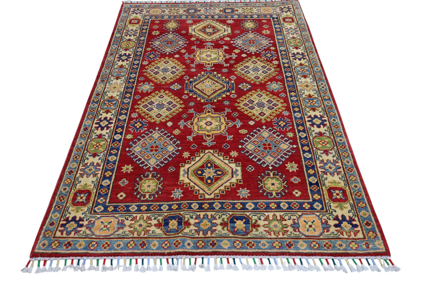 Hand-Knotted Afghani Kazak Wool Rug – 3’10″  x  6’0″ - Tampa Home & Garden Store