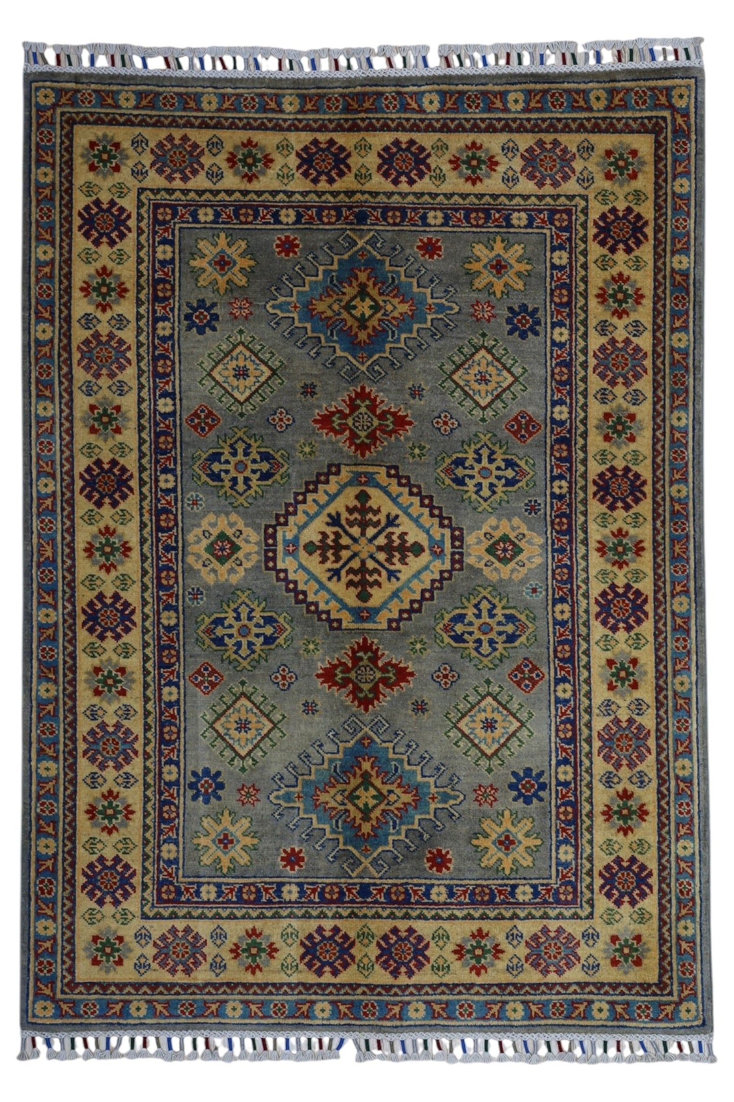 Hand-Knotted Afghani Kazak Wool Rug – 3’11″  x  5’6″ - Tampa Home & Garden Store