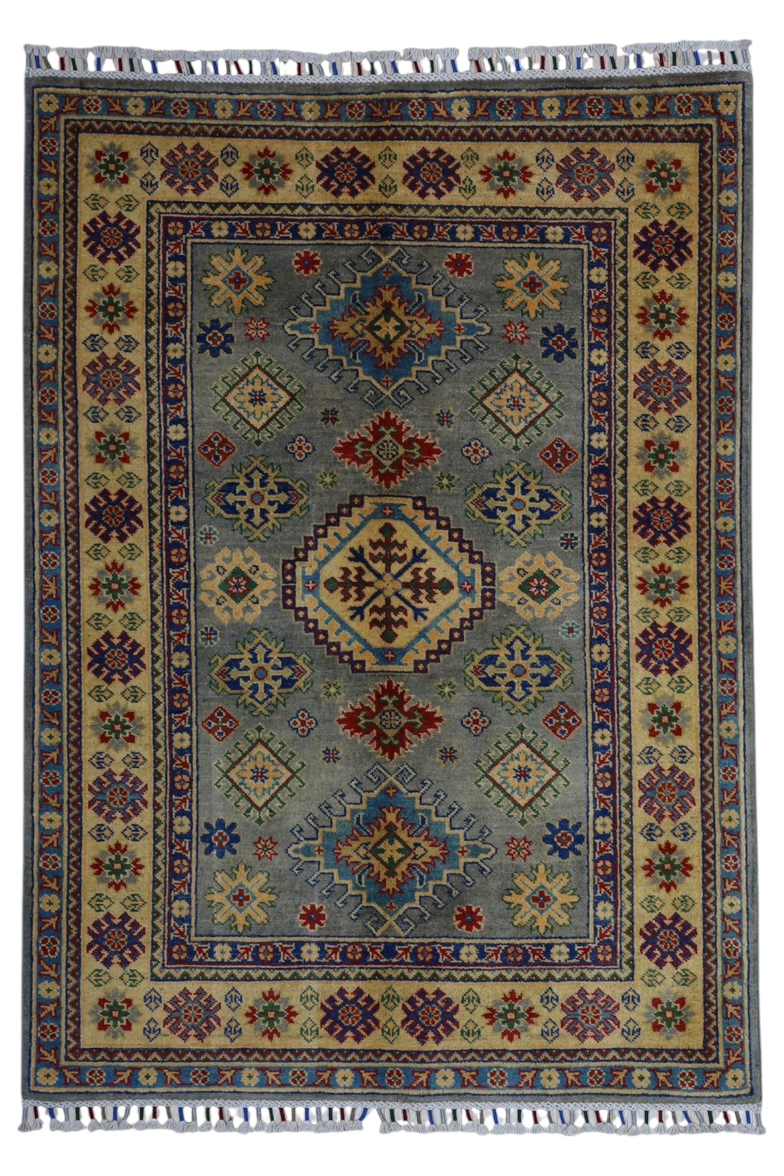 Hand-Knotted Afghani Kazak Wool Rug – 3’11″  x  5’6″ - Tampa Home & Garden Store