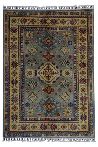 Hand-Knotted Afghani Kazak Wool Rug – 3’11″  x  5’6″ - Tampa Home & Garden Store