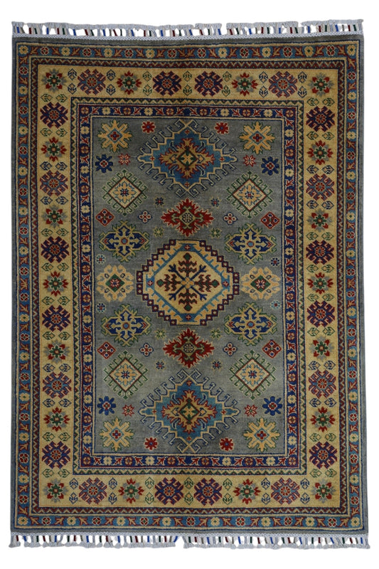 Hand-Knotted Afghani Kazak Wool Rug – 3’11″  x  5’6″ - Tampa Home & Garden Store
