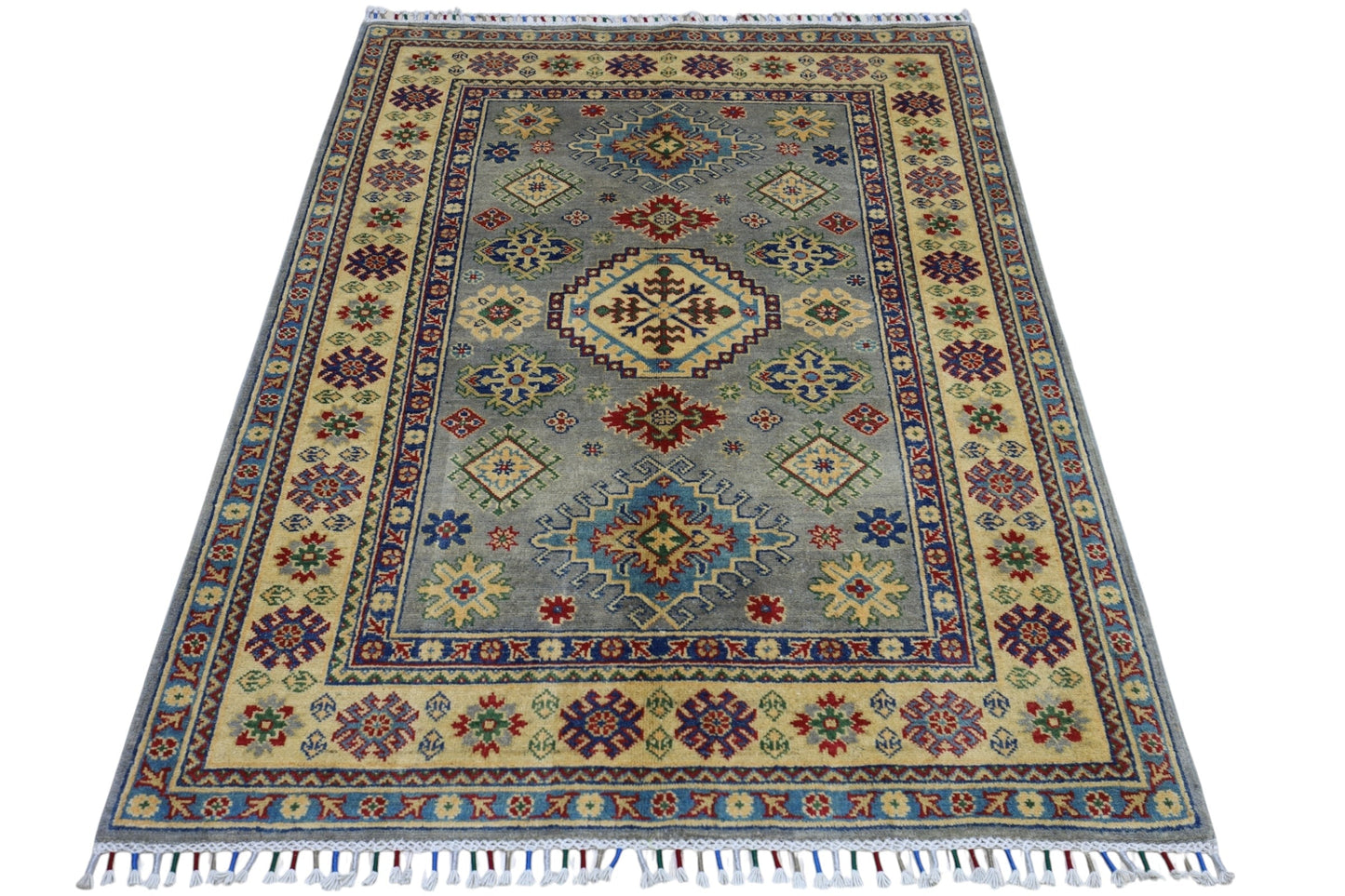 Hand-Knotted Afghani Kazak Wool Rug – 3’11″  x  5’6″ - Tampa Home & Garden Store