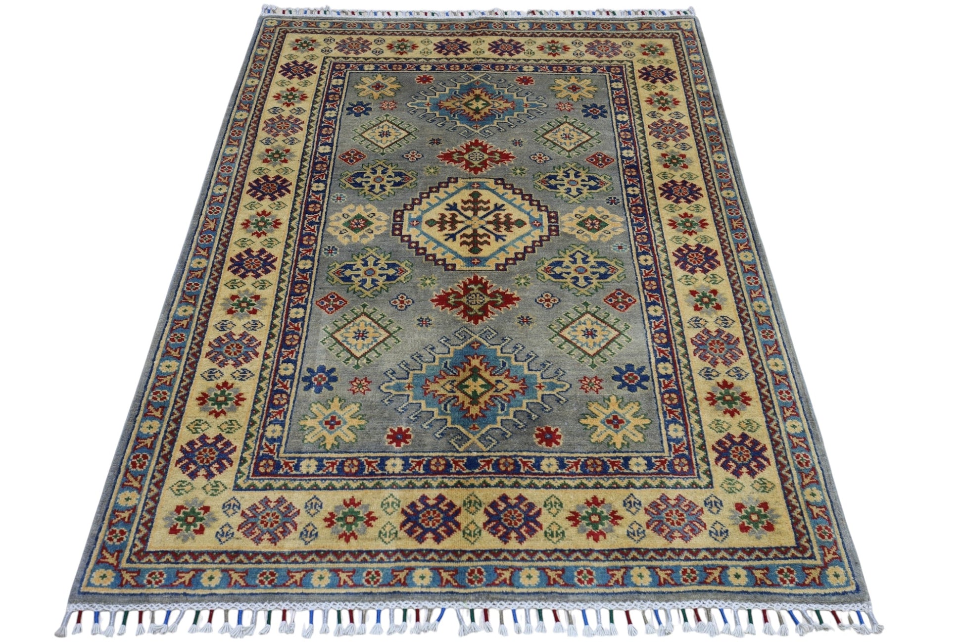 Hand-Knotted Afghani Kazak Wool Rug – 3’11″  x  5’6″ - Tampa Home & Garden Store