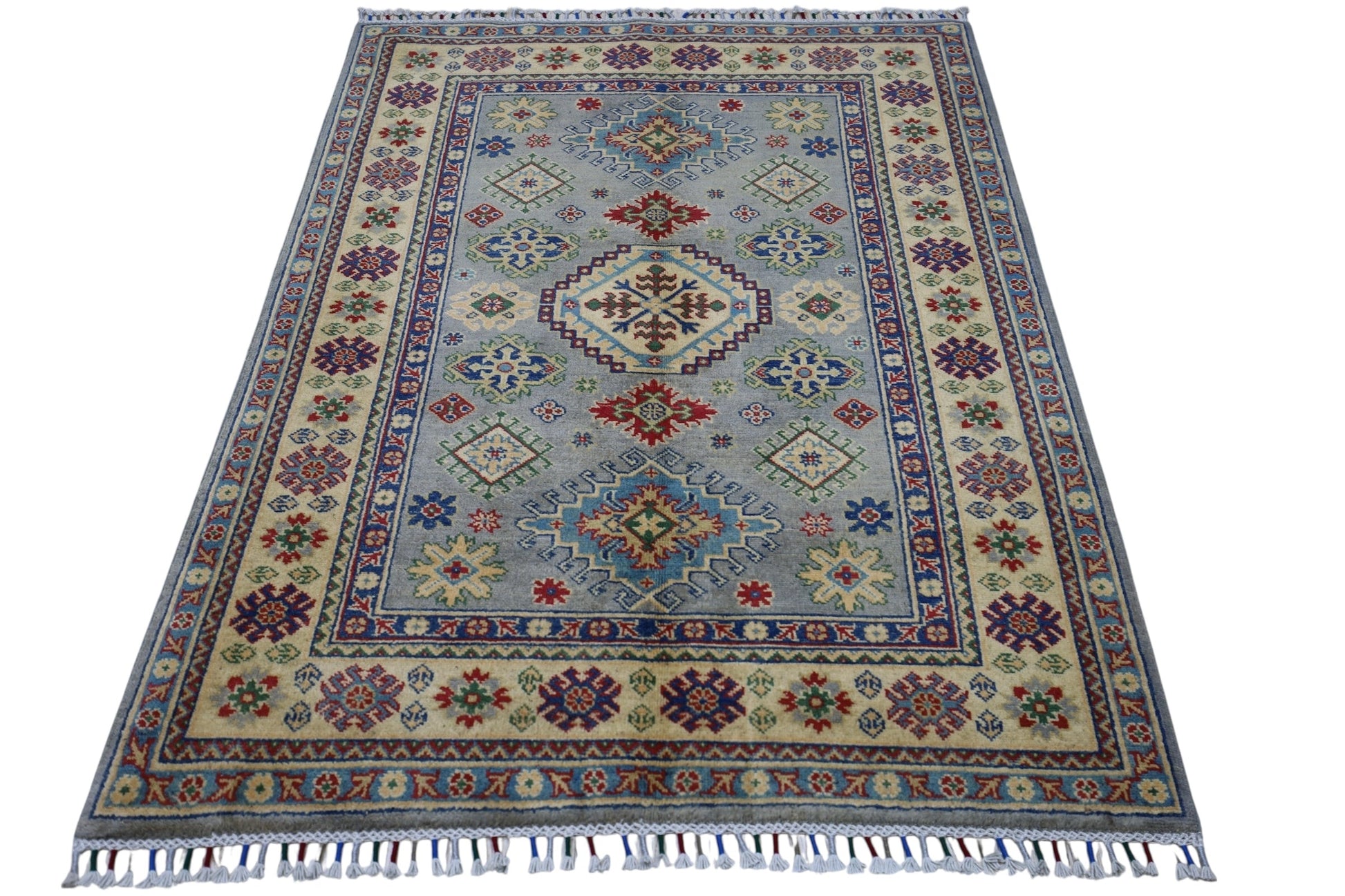 Hand-Knotted Afghani Kazak Wool Rug – 3’11″  x  5’6″ - Tampa Home & Garden Store