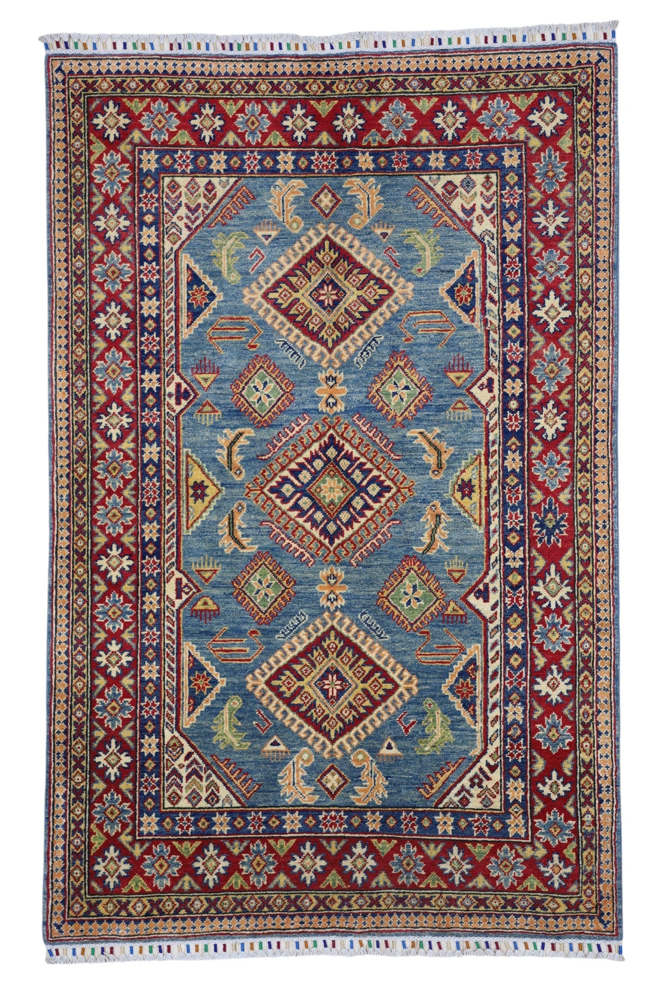 Hand-Knotted Afghani Kazak Wool Rug – 4’0″  x  6’1″ - Tampa Home & Garden Store