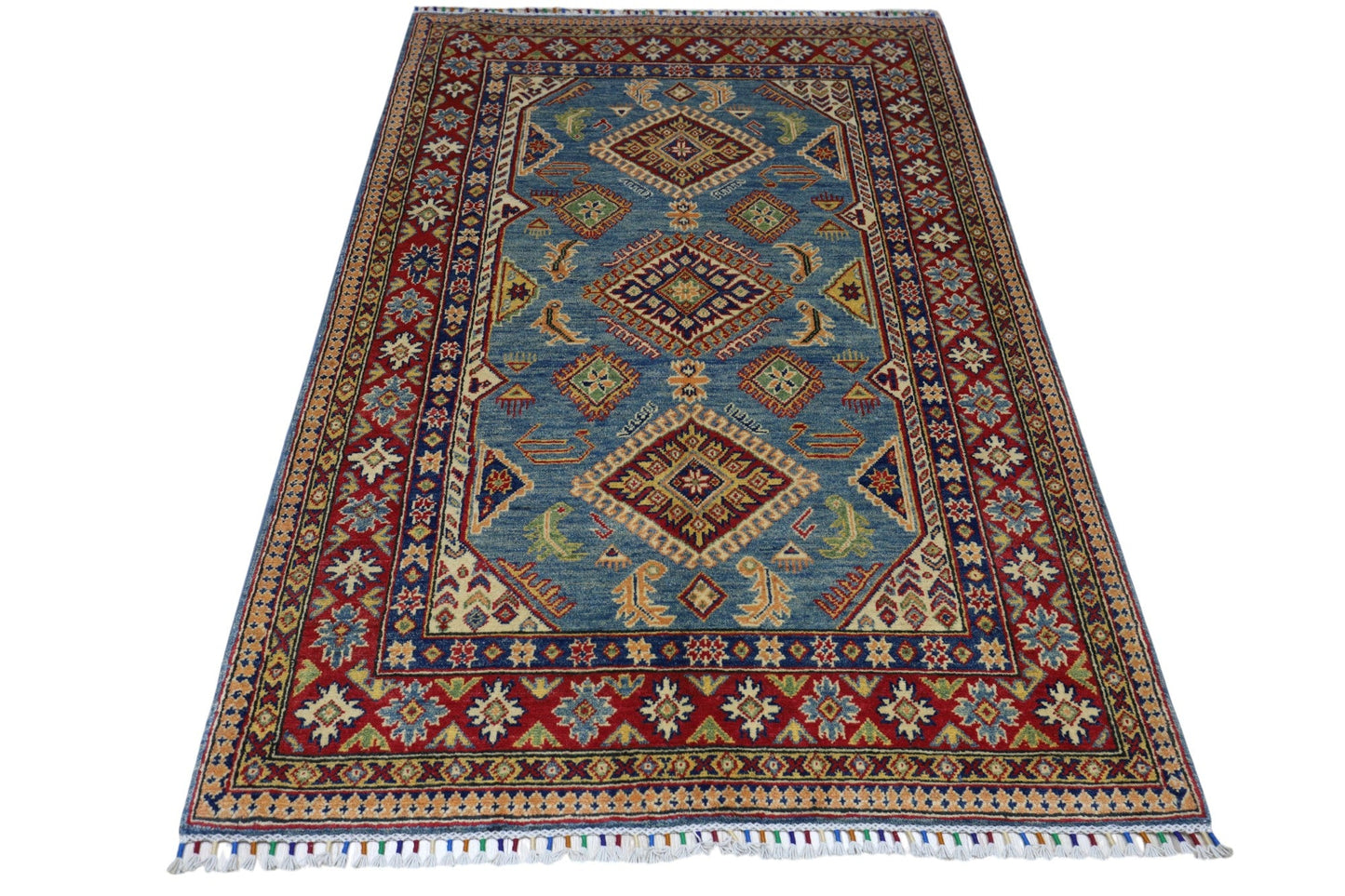 Hand-Knotted Afghani Kazak Wool Rug – 4’0″  x  6’1″ - Tampa Home & Garden Store
