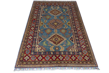 Hand-Knotted Afghani Kazak Wool Rug – 4’0″  x  6’1″ - Tampa Home & Garden Store