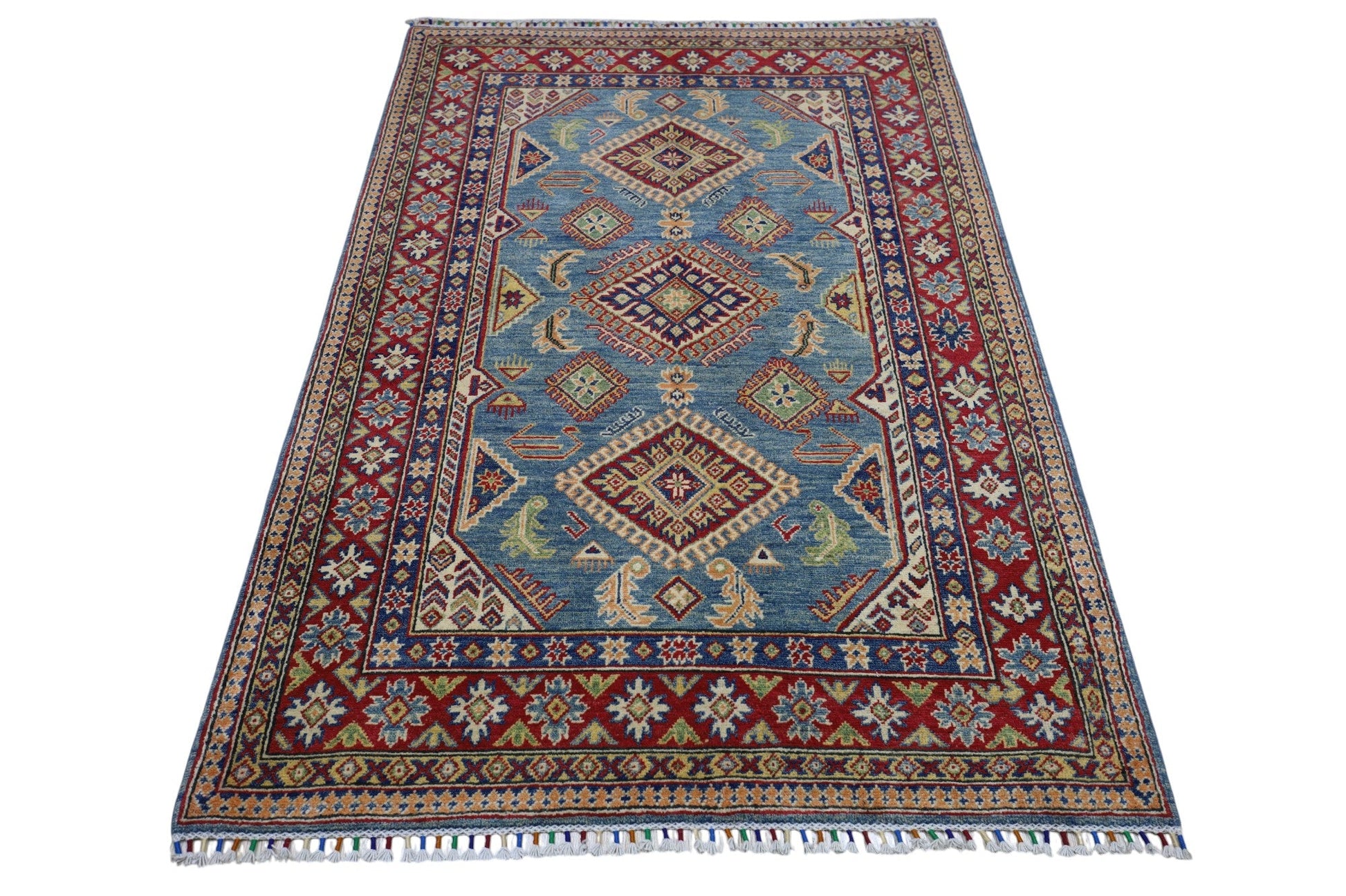 Hand-Knotted Afghani Kazak Wool Rug – 4’0″  x  6’1″ - Tampa Home & Garden Store
