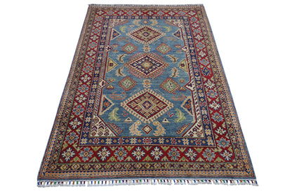 Hand-Knotted Afghani Kazak Wool Rug – 4’0″  x  6’1″ - Tampa Home & Garden Store