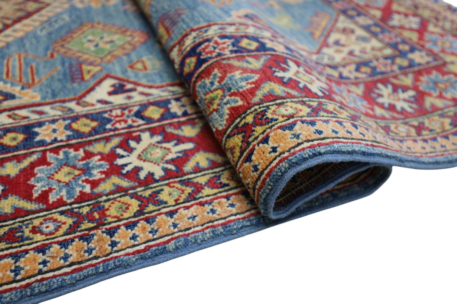 Hand-Knotted Afghani Kazak Wool Rug – 4’0″  x  6’1″ - Tampa Home & Garden Store