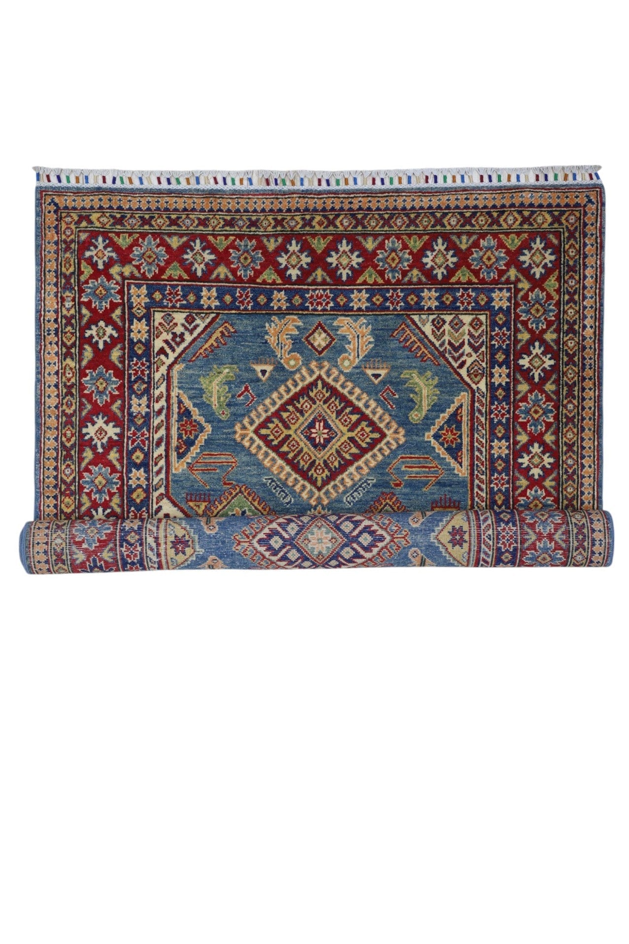 Hand-Knotted Afghani Kazak Wool Rug – 4’0″  x  6’1″ - Tampa Home & Garden Store