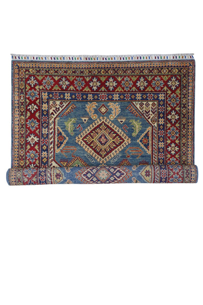 Hand-Knotted Afghani Kazak Wool Rug – 4’0″  x  6’1″ - Tampa Home & Garden Store