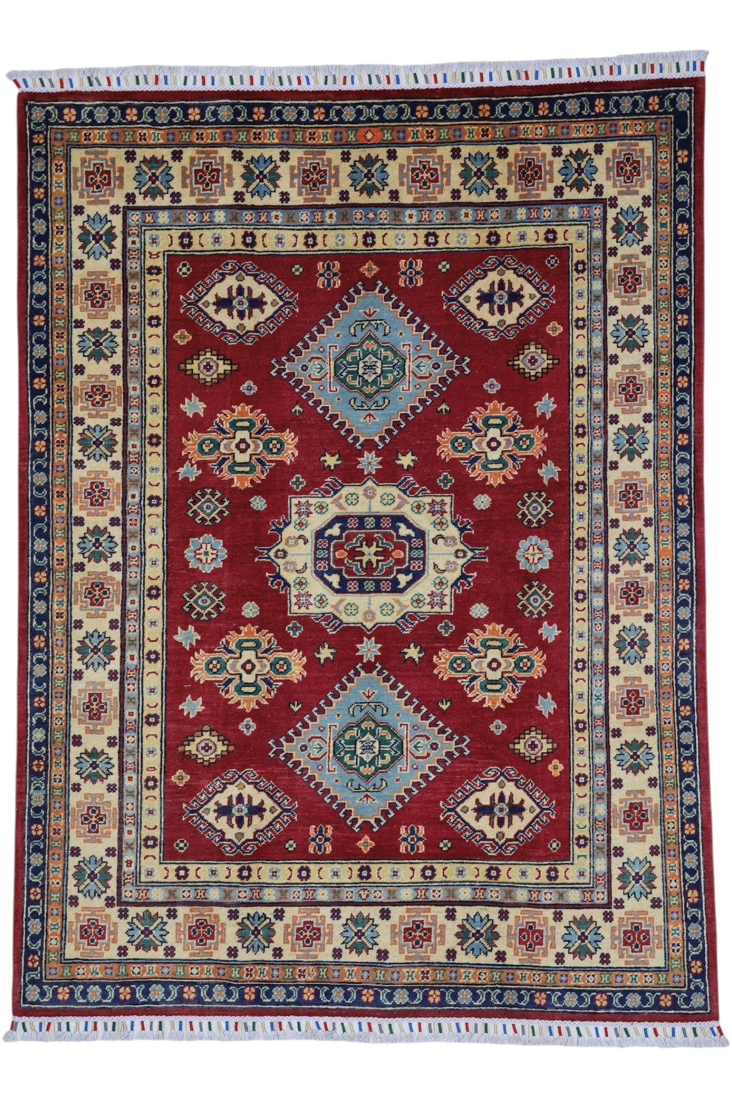 Hand-Knotted Afghani Kazak Wool Rug – 4’10″  x  6’6″ - Tampa Home & Garden Store