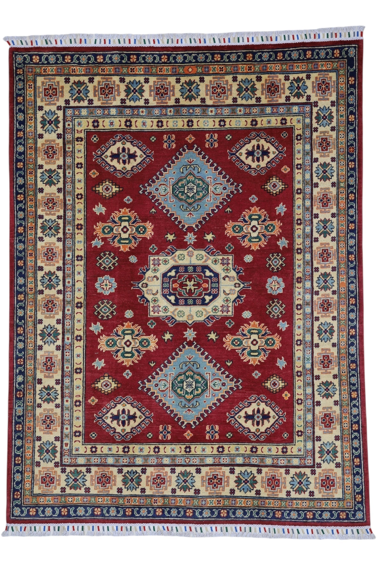 Hand-Knotted Afghani Kazak Wool Rug – 4’10″  x  6’6″ - Tampa Home & Garden Store