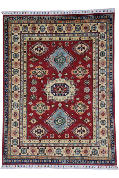 Hand-Knotted Afghani Kazak Wool Rug – 4’10″  x  6’6″ - Tampa Home & Garden Store